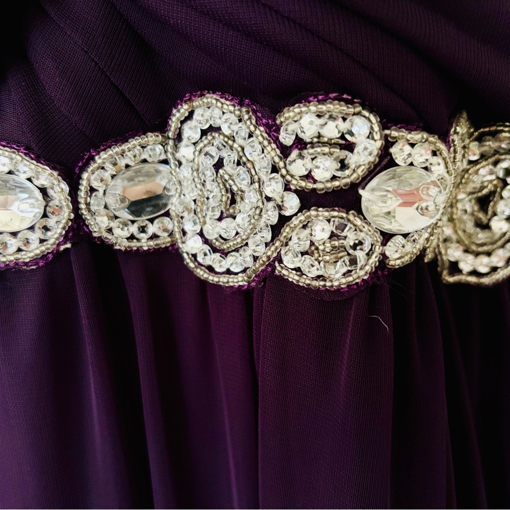 City Triangles Sz 17 Deep Purple Strapless Dress with Jewel Embellished Waist - Picture 4 of 12